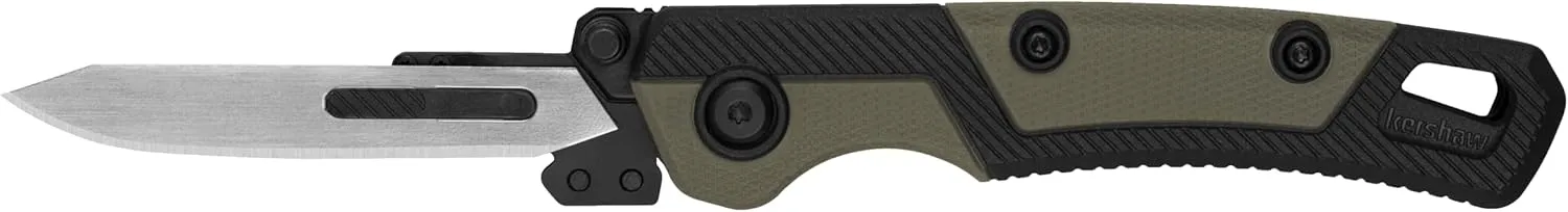 Kershaw Lonerock RBK2, New Skinning and Caping Folding Knife, 2.8 inch Replaceable Surgical Blades, Includes Sheath and Extra Handle