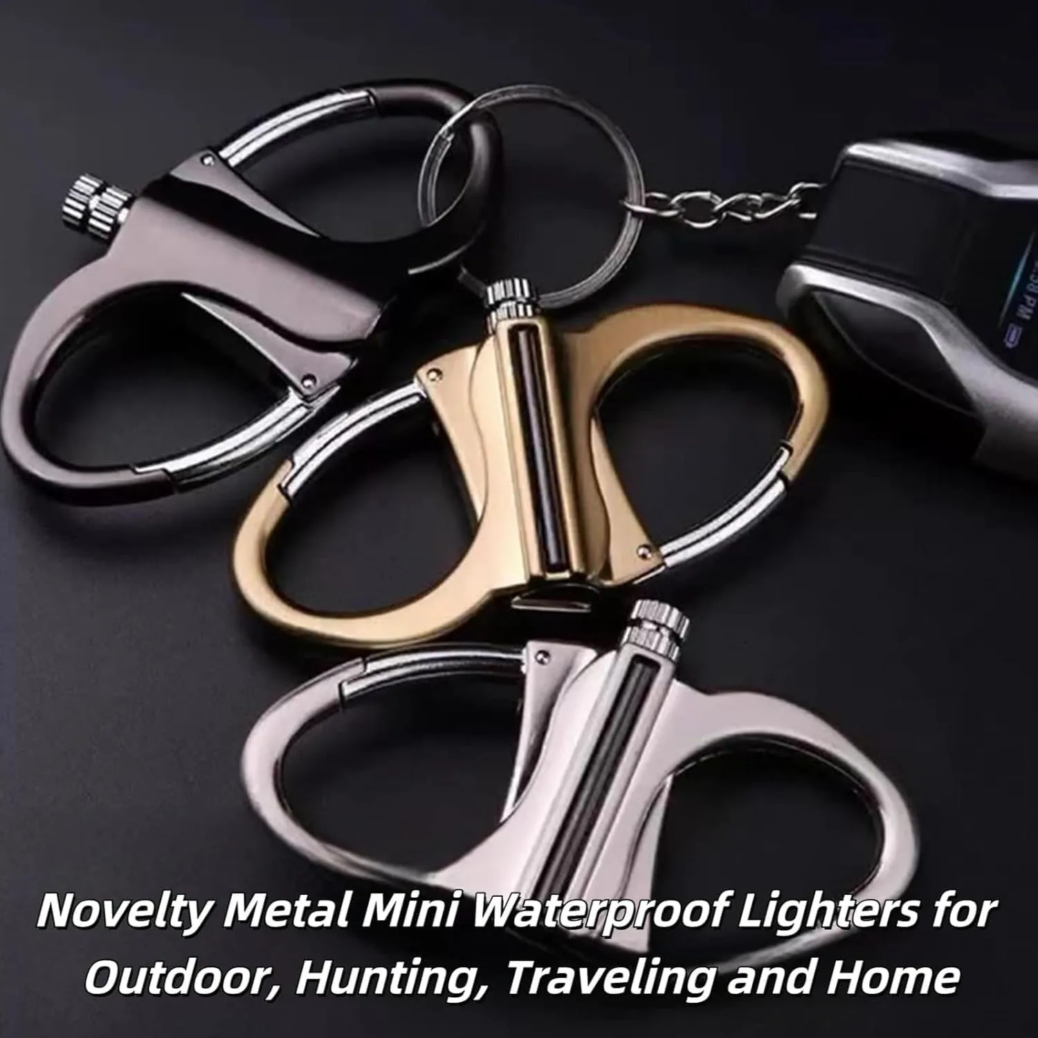 Keychain Lighter，Forever Match Lighter Key Chain，Metal Match Keychains Waterproof Matches，Small and Compact Waterproof Lighters (Silver,3pc)