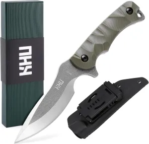 KHU Fixed Blade Knife Tactical, Hunting Knife EDC knife Survival 440C Steel Nylon Plastic Handle, Outdoor Hunting Camping Accessories Camping Gear With Kydex Sheath - 28A