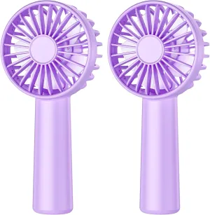 KIDEE Portable Mini Fan, 2 Pack Handheld Fan with 3 Speeds, Hand Fans USB Rechargeable, Battery Powered Personal Fan for Travel, Small Lash Fan for Women Girls, Light Purple