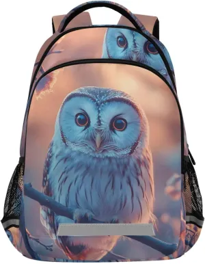 Kids Backpack Cute Winter Owl Print Lightweight School Bookbag with Reflective Stripes for Boys Girls, Hiking Backpack 11.6x6.9x16.7 IN