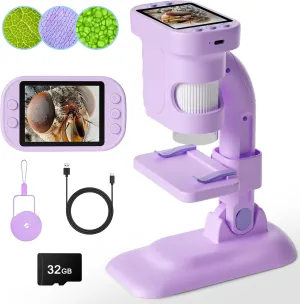 Kids Microscope - Mini Handheld Microscope for Kids, Portable Pocket Digital Toys for Girls Boys Birthday