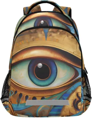 Kid's School Backpack-Egyptian Eyes for Boys Girls Ages 6-12, Lightweight Bookbag with Padded Straps Reflective Stripes Daypack for Travel Hiking Study