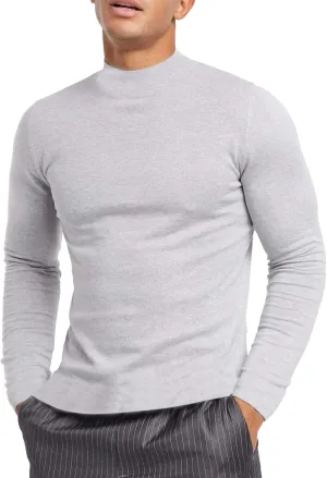 KINGBEGA Men Regular Fit Basic Lightweight Long Sleeve Pullover Top Mock Turtleneck T-Shirt
