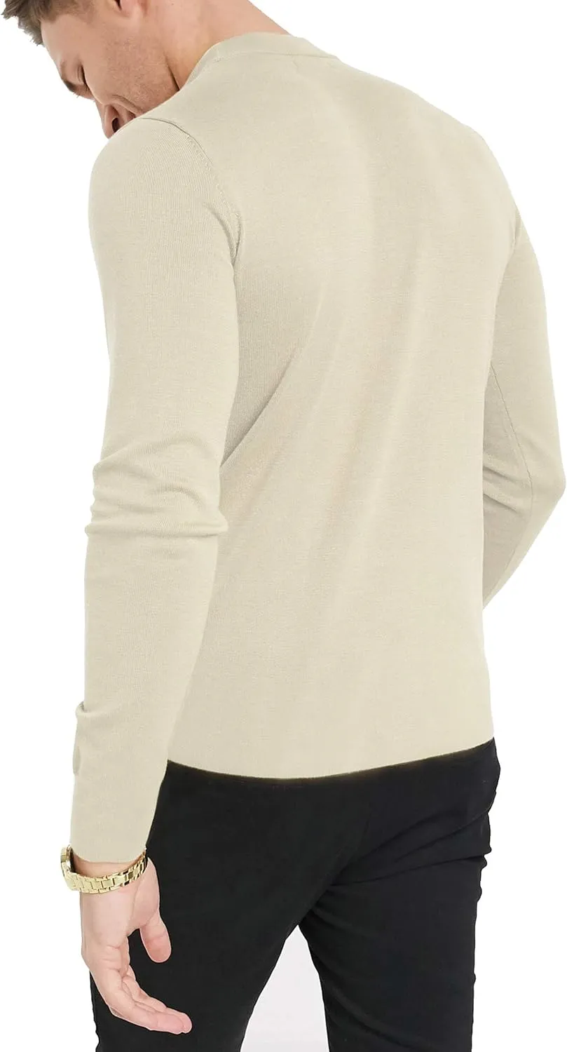 KINGBEGA Men Regular Fit Basic Lightweight Long Sleeve Pullover Top Mock Turtleneck T-Shirt