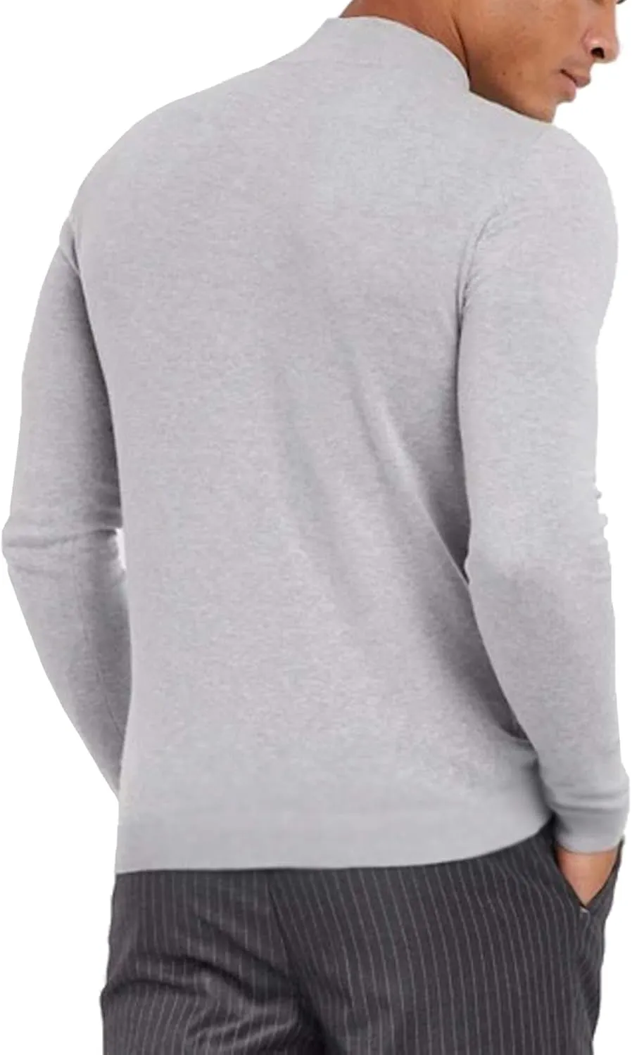 KINGBEGA Men Regular Fit Basic Lightweight Long Sleeve Pullover Top Mock Turtleneck T-Shirt