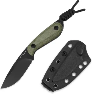 Kizer BUDDY Fixed Blade EDC Knife, 3" D2 Steel Camping Knife with Olive Green Micarta Handle, Comfortable Everyday Carry Hunting Knives with Kydex Sheath for Outdoor Hiking & Survival 1081M1
