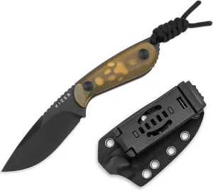 Kizer BUDDY Fixed Blade EDC Knife, 3" Nitro-V Steel Camping Knife with Yellow PEI Handle, Comfortable Everyday Carry Hunting Knives with Kydex Sheath for Outdoor Hiking Activities 1081A1