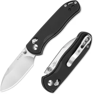 Kizer Drop Bear 2 Pocket Knife, 2.84" AEB-L Drop Point Blade Folding Knife with Black G10 Handle, Clutch Lock EDC Knives with Jimping on Spine for Men Women V3619.2KD1