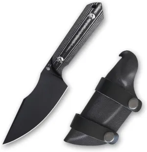 Kizer Harpoon Fixed Blade Knife, D2 Blade with Black Micarta Handle Hunting Knives, EDC Fixed Blade Knife with Sheath, for Hunting Hiking Camping 1040A1