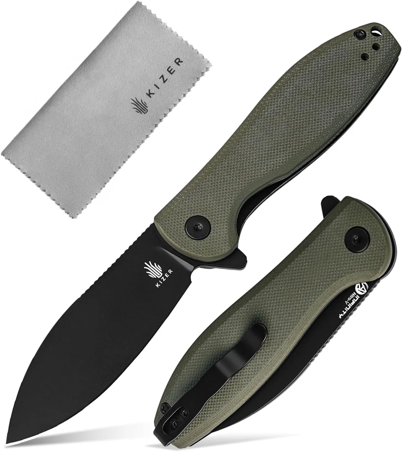 Kizer Infinity Pocket Knife, 3.09 In Nitro-V Steel Blade G10 Handle Folding Knife, Small EDC with Reversible Clip, Utility Knife for Men Women Everyday Carry Sharp Camping Hiking V3579M2