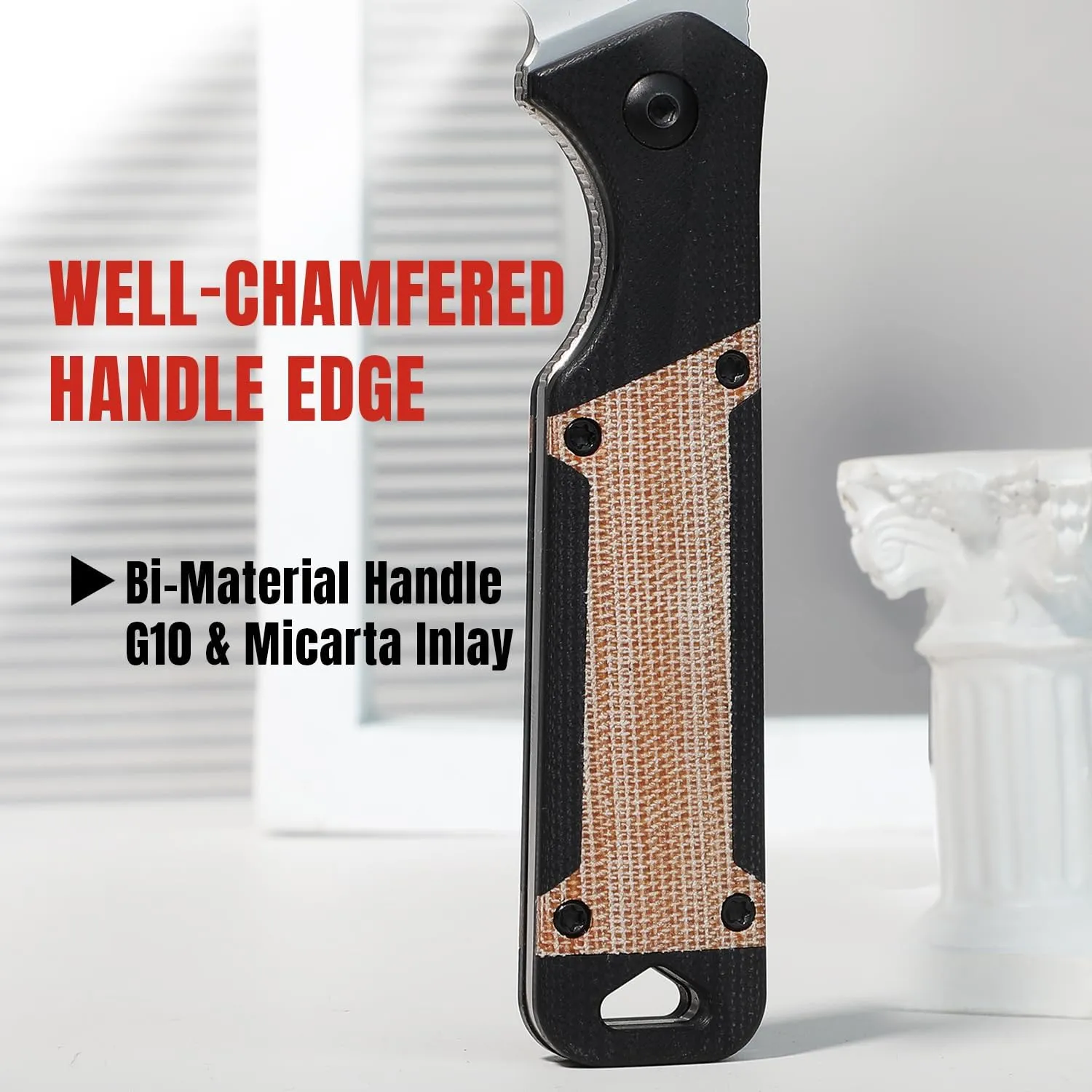 Kizer Militaw Fixed Blade Knife with Sheath, Nitro V Blade Camping Knife with G10 & Micarta Handle, Fixed Blade EDC Knife for Men Women Gift, Outdoor Hunting Hiking Survival Knives 1067A2
