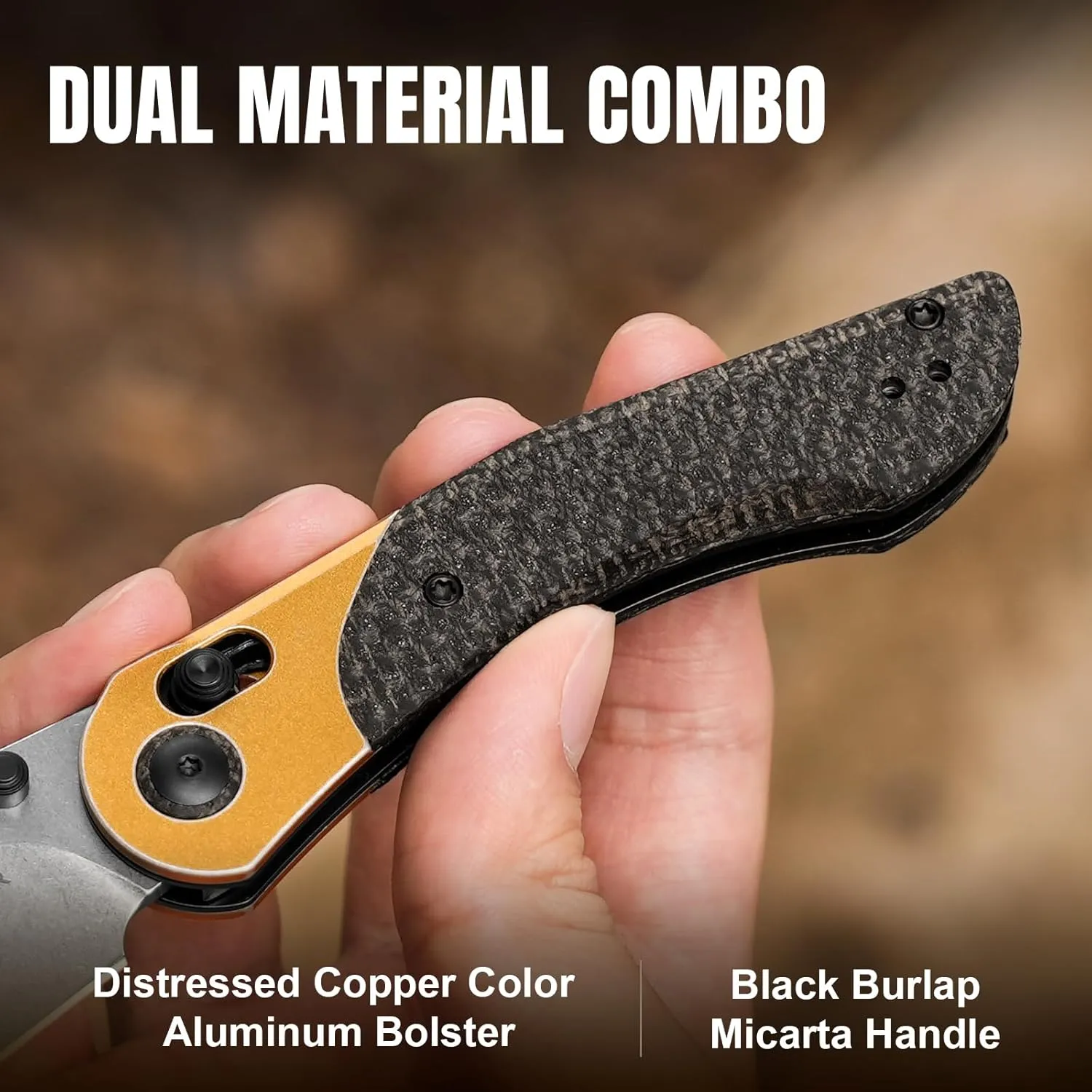 Kizer Mini Mystic Pocket Knife, 3.2" Nitro-V Blade EDC Knife with Black Burlap Micarta and Yellow Aluminum Handle, Small Hunting Camping Survival Knives with Clutch Lock & Thumb Stud Opener, V3636A2