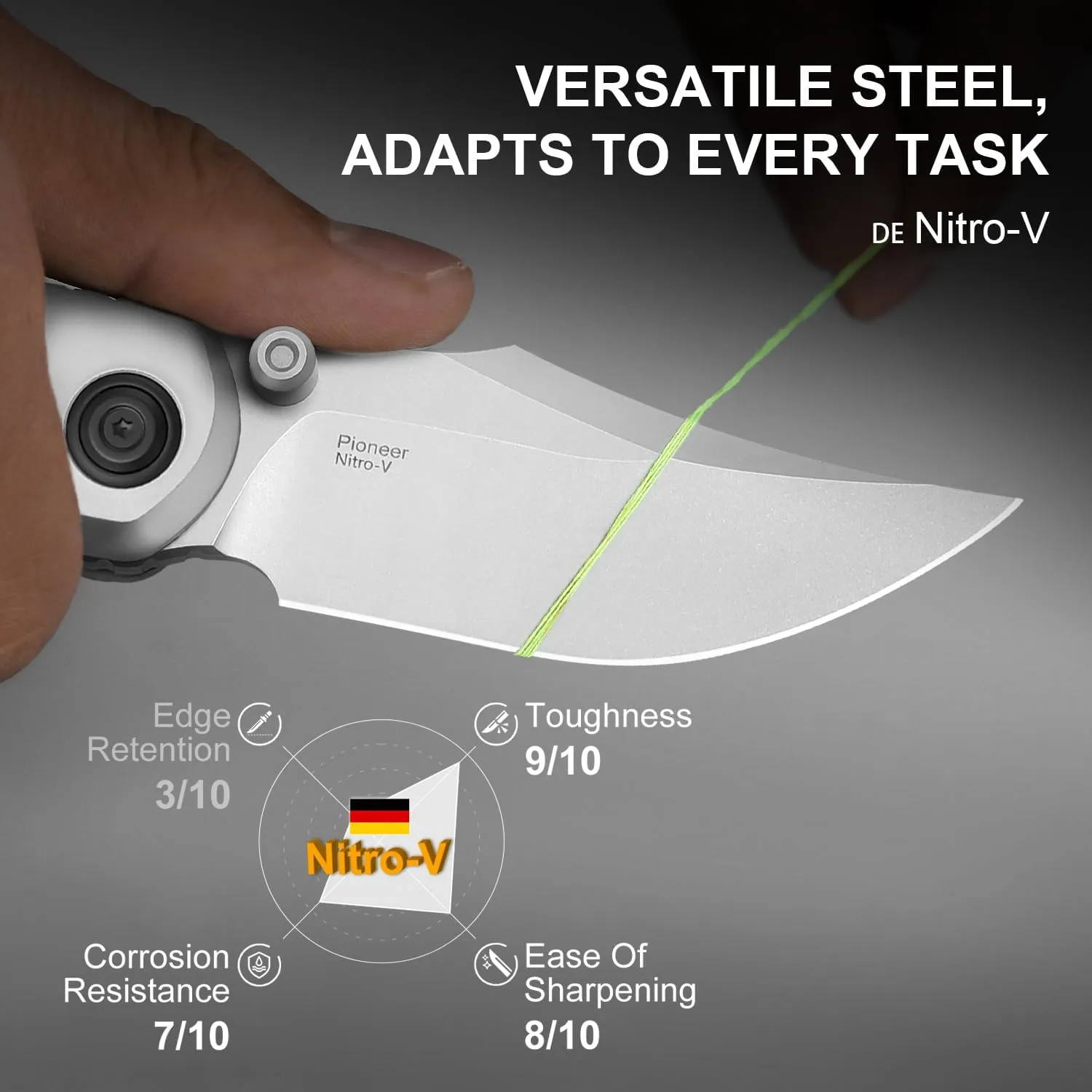 Kizer Pioneer Pocket Knife, 3.2”Nitro-V Bowie Steel Blade Folding Pocket with Black Aluminum & Micarta Handle, Thumb Stud Flipper Knife with Liner Lock, EDC Knives for Camping Hiking ZX-FK03A3