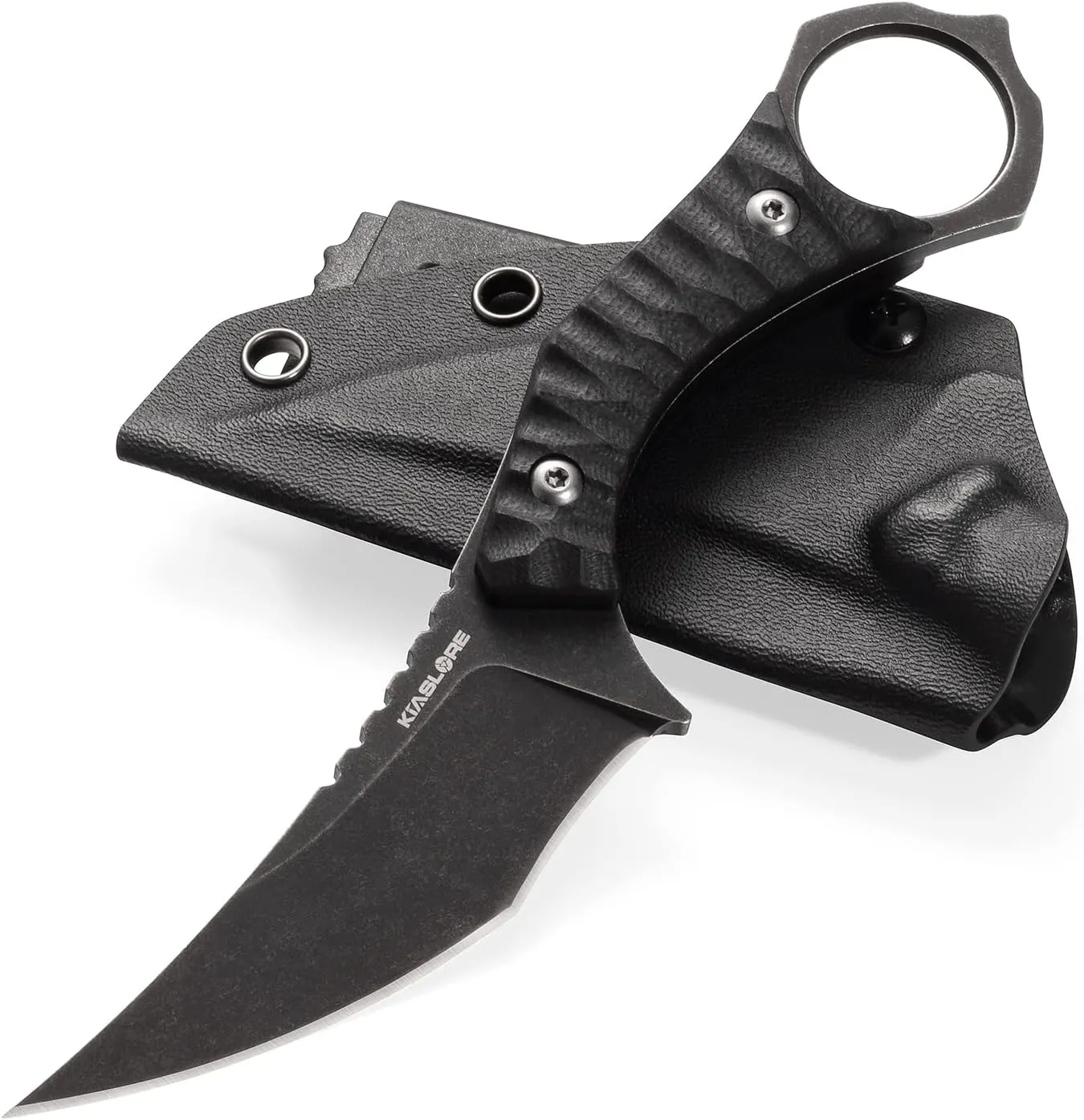 KK123 Fixed Blade Knife D2 Steel Blade G10 Handle EDC Tool Knife Outdoor Camping Hiking Self Defense Knifes with Sheath (Black)