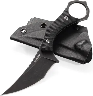 KK123 Fixed Blade Knife D2 Steel Blade G10 Handle EDC Tool Knife Outdoor Camping Hiking Self Defense Knifes with Sheath (Black)
