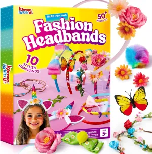 Klever Kits Headband Making Kit for Girls - Make Your Own Fashion Headbands - DIY Hair Accessories Set, DIY Arts and Crafts Gifts for 5 6 7  Year Old