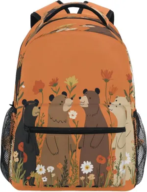 KLL Backpack for Women Men Waterproof Personal Backpack with Chest Strap Gift Men & Women Beauty Bears Orange