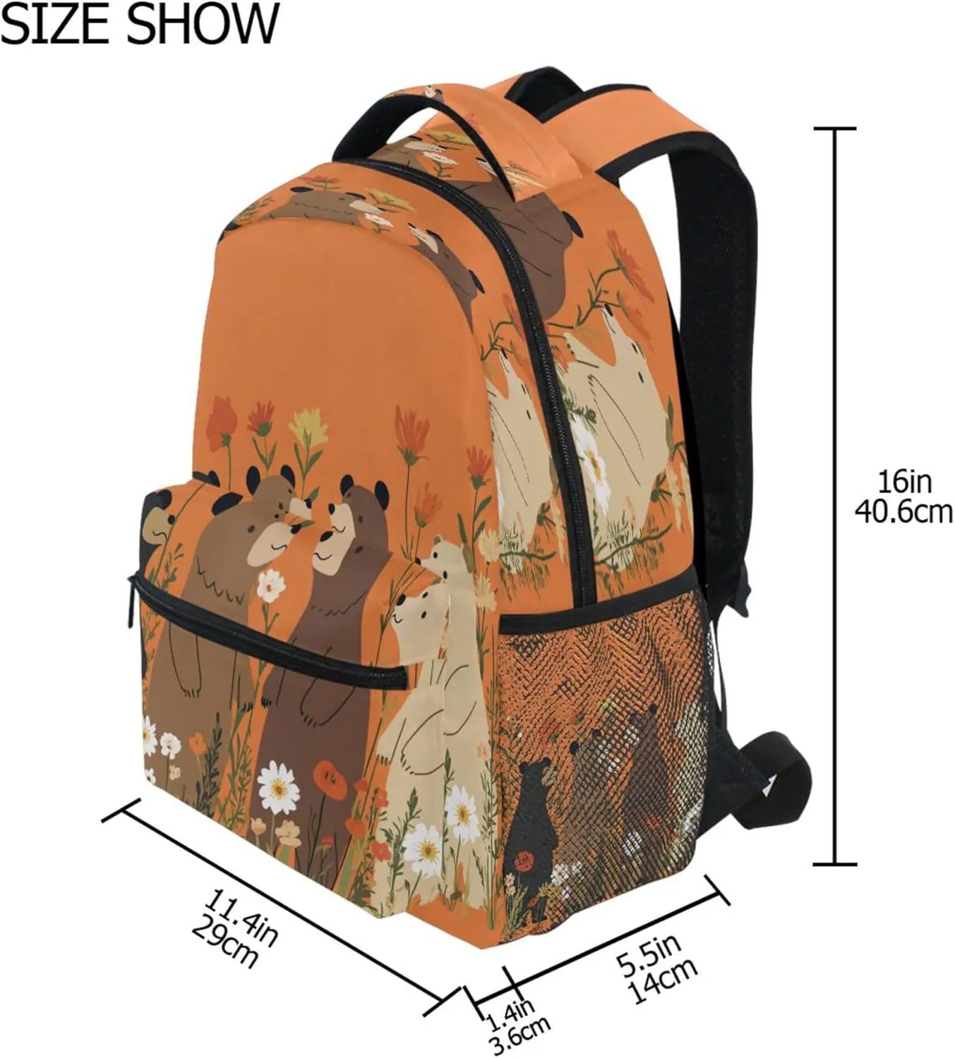 KLL Backpack for Women Men Waterproof Personal Backpack with Chest Strap Gift Men & Women Beauty Bears Orange