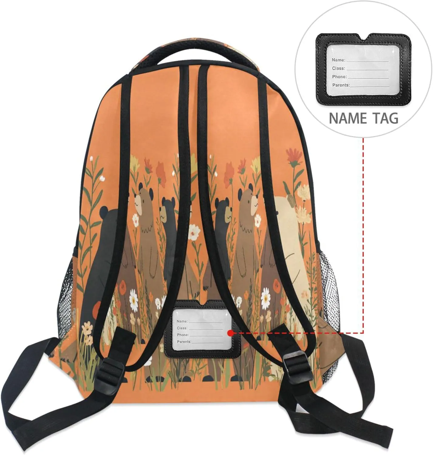 KLL Backpack for Women Men Waterproof Personal Backpack with Chest Strap Gift Men & Women Beauty Bears Orange