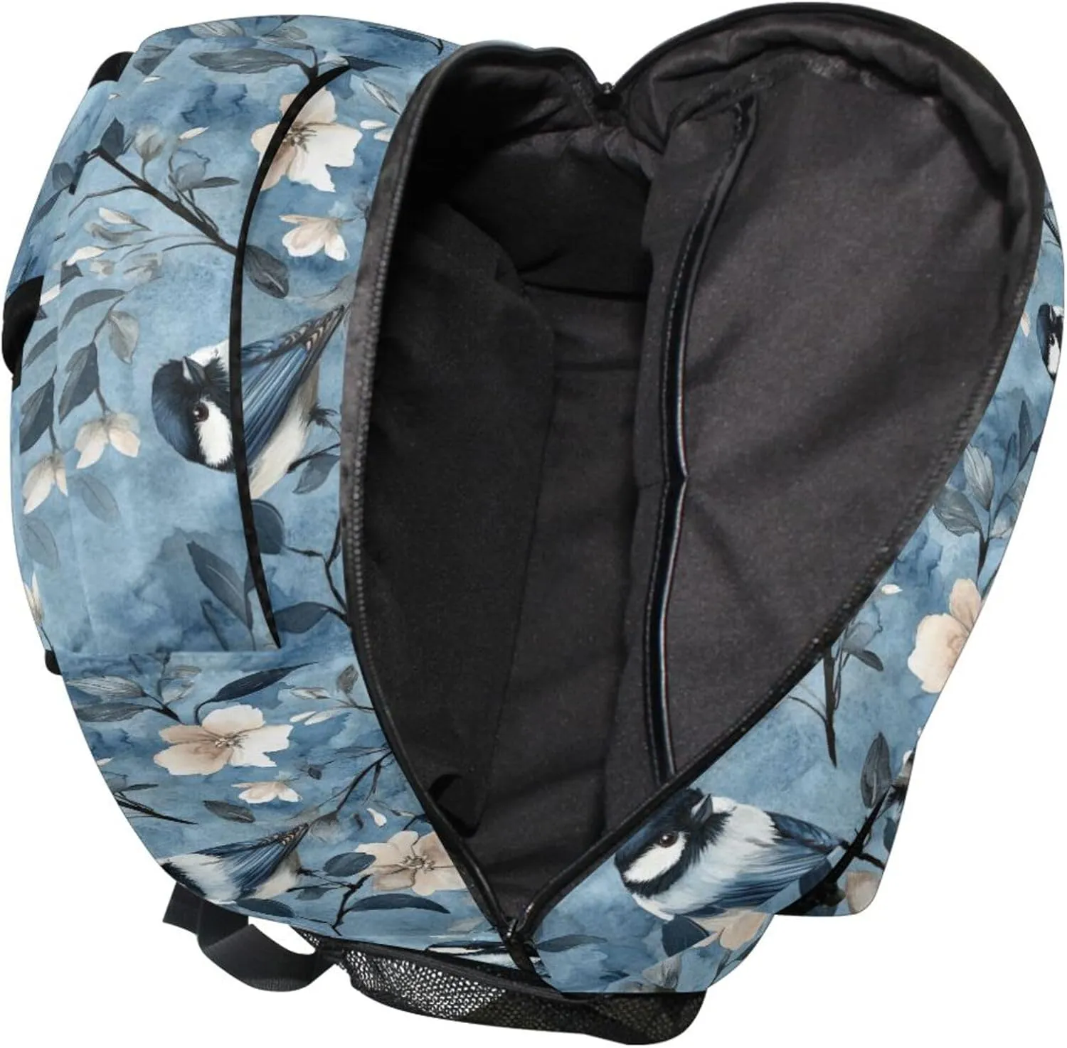 KLL Laptop Backpack for Teacher Nurse Waterproof Diaper Bag Backpack with Chest Strap for Travel Trip Aesthetic Black - Capped Chickadee Birds A River