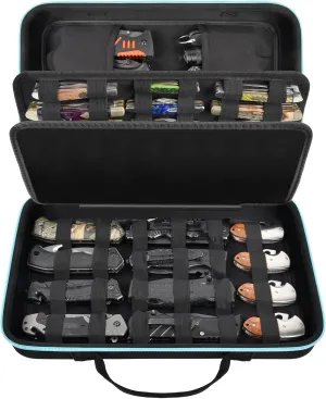Knife Display Case for 45  Pocket Knives, for Butterfly Knife Storage Bag, Folding Knives Organizer Holder Box, Knives Collection Protector for Survival, Tactical, Outdoor, Kitchen, EDC Mini Knife