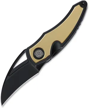 Knife Karasu Pocket Folding Knife,2.12" M390 Steel Blade PVD Processing, Titanium Handle Front Flipper Knife,Small EDC Knife with Pocket Clip (Black Gold)