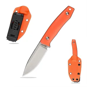 Knives 6.49 inch DC53 Steel Tactical Fixed Blade Knife with kydex sheath for Men EDC Outdoor Camping Survival Hunting (White stone wash orange handle)
