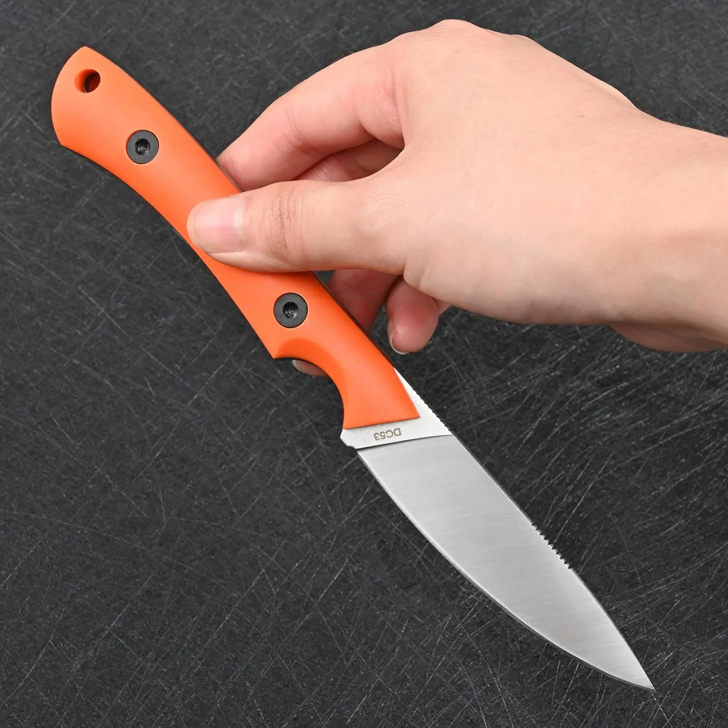 Knives DC53 Steel Tactical Fixed Blade Knife with kydex sheath for Men EDC Outdoor Camping Survival Hunting (White G10 Orange)