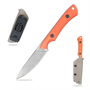 Knives DC53 Steel Tactical Fixed Blade Knife with kydex sheath for Men EDC Outdoor Camping Survival Hunting (White G10 Orange)