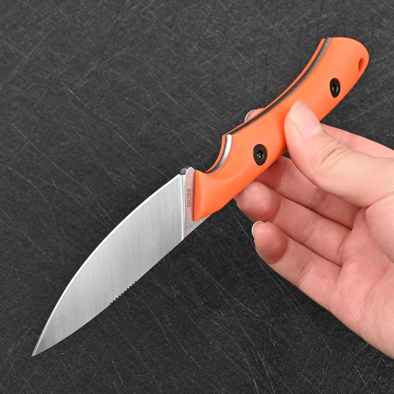 Knives DC53 Steel Tactical Fixed Blade Knife with kydex sheath for Men EDC Outdoor Camping Survival Hunting (White G10 Orange)