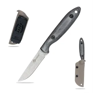 Knives DC53 Steel Tactical Fixed Blade Knife with kydex sheath for Men EDC Outdoor Camping Survival Hunting (White stone wash)