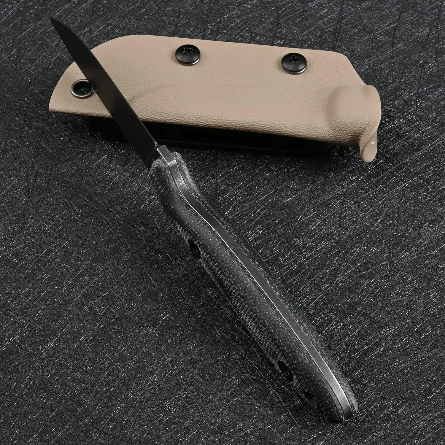 Knives DC53 Steel Tactical Fixed Blade Knife with kydex sheath for Men EDC Outdoor Camping Survival Hunting (White stone wash)