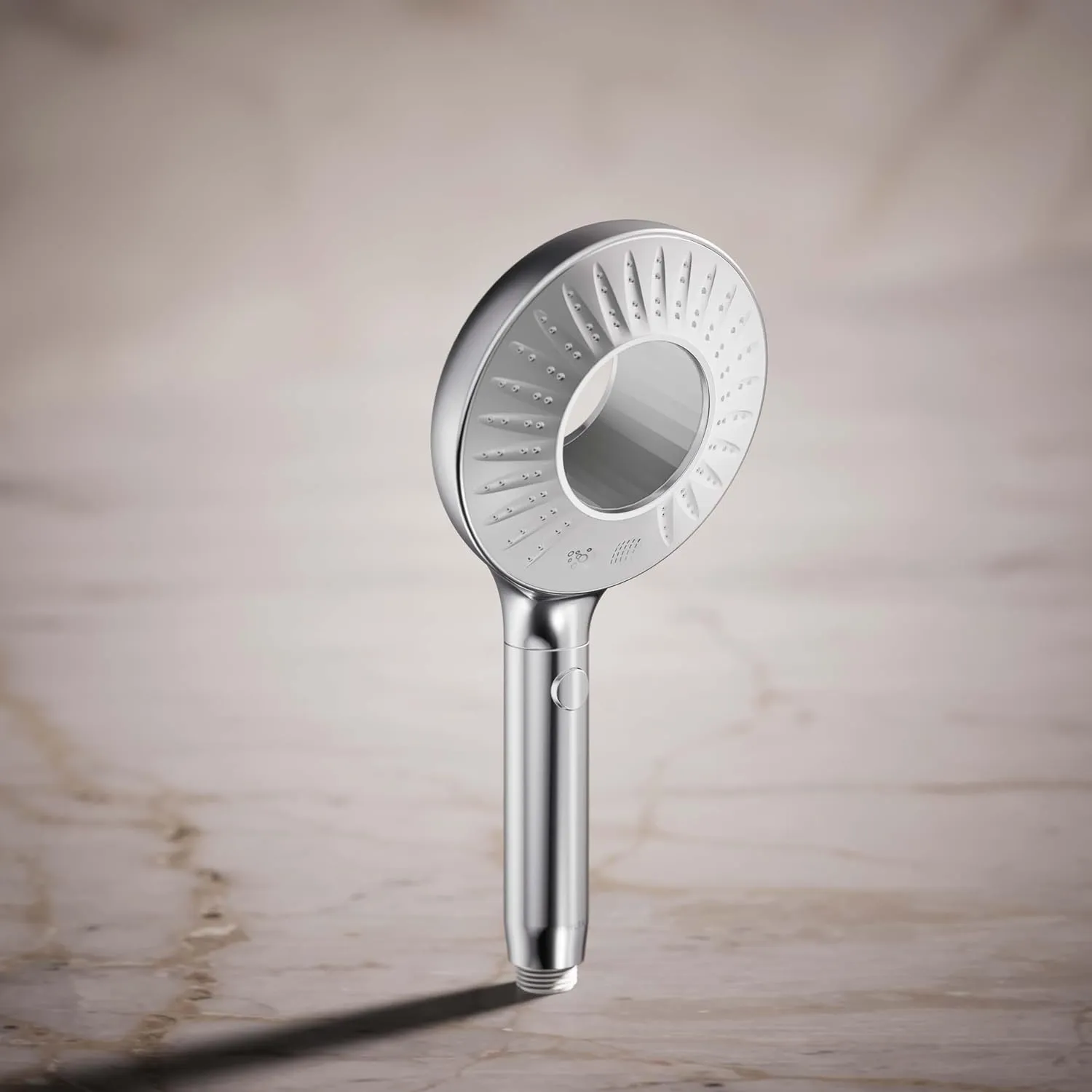 KOHLER K-28681-G-CP SpaViva Two-Function Handheld Showerhead, Round High Pressure Shower Head, Compatible with SpaViva Cleansing Device, 1.75 GPM, Polished Chrome