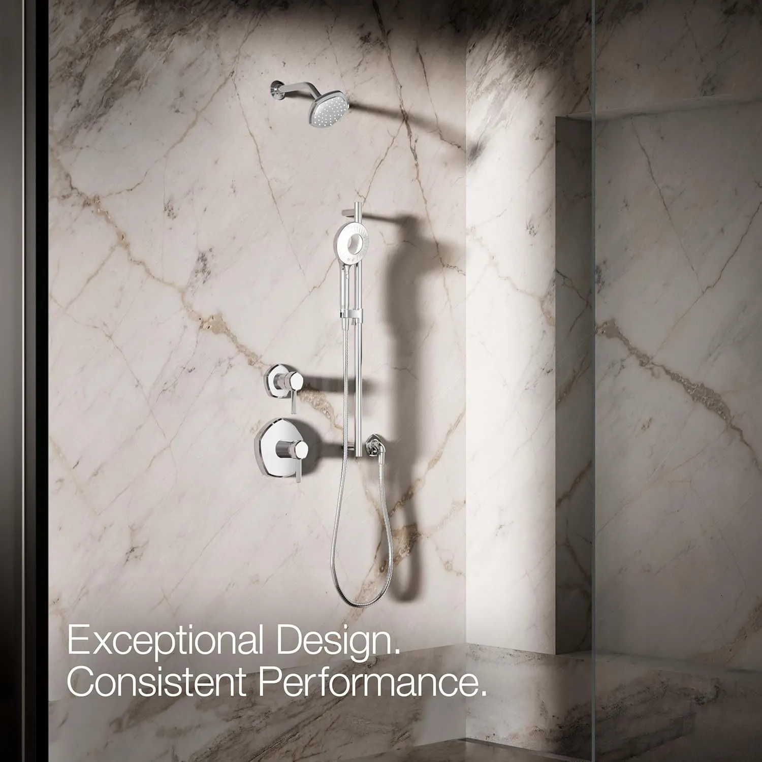 KOHLER K-28681-G-CP SpaViva Two-Function Handheld Showerhead, Round High Pressure Shower Head, Compatible with SpaViva Cleansing Device, 1.75 GPM, Polished Chrome