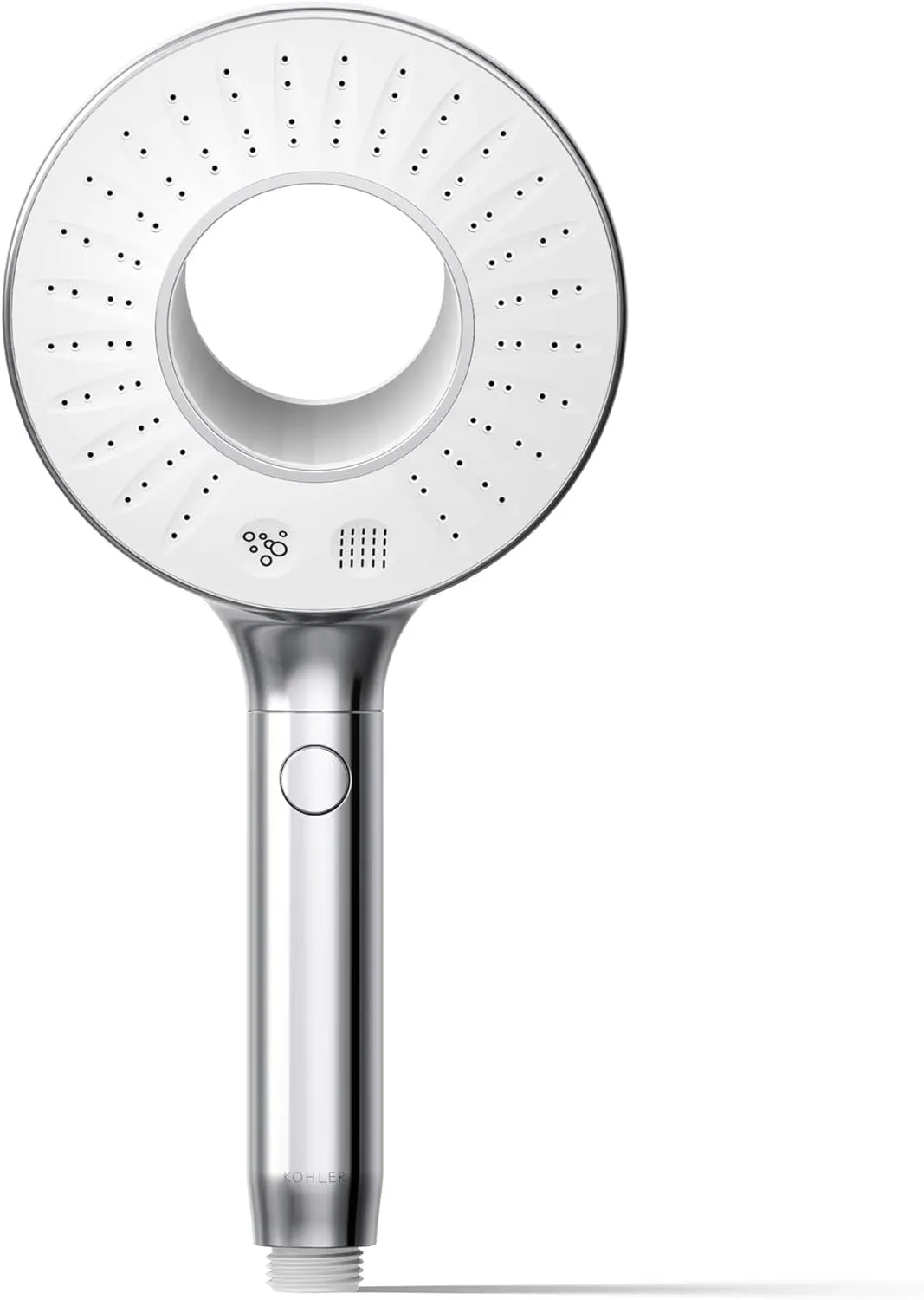 KOHLER K-28681-G-CP SpaViva Two-Function Handheld Showerhead, Round High Pressure Shower Head, Compatible with SpaViva Cleansing Device, 1.75 GPM, Polished Chrome