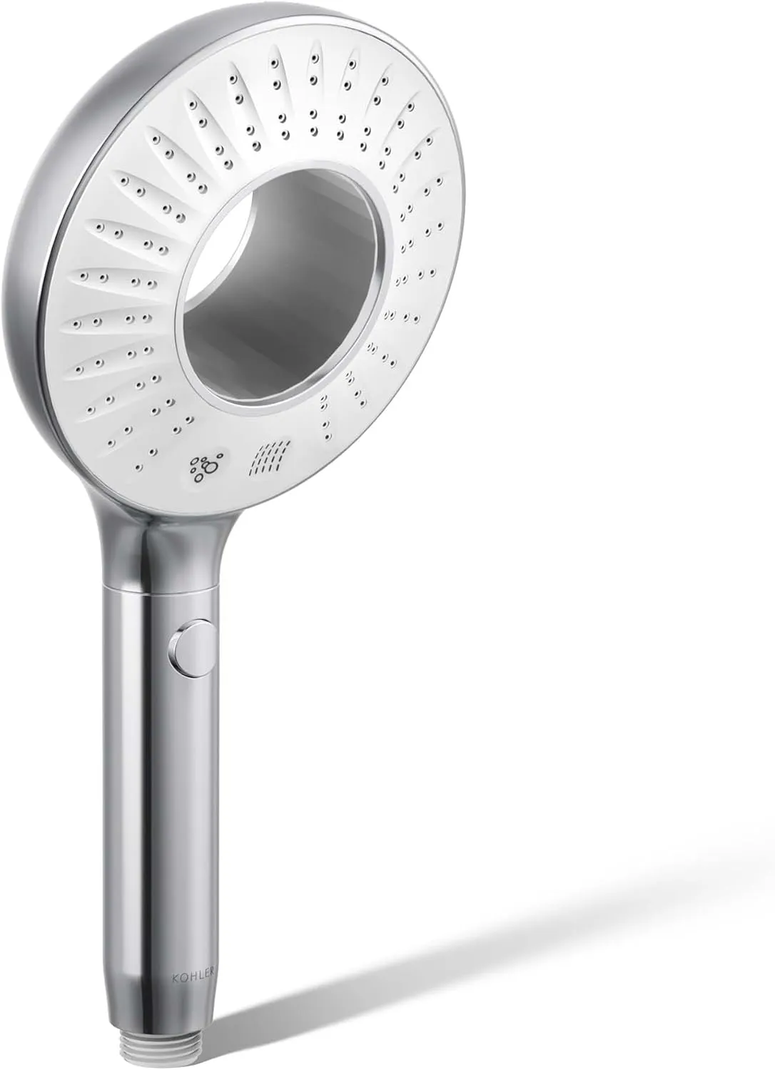 KOHLER K-28681-G-CP SpaViva Two-Function Handheld Showerhead, Round High Pressure Shower Head, Compatible with SpaViva Cleansing Device, 1.75 GPM, Polished Chrome