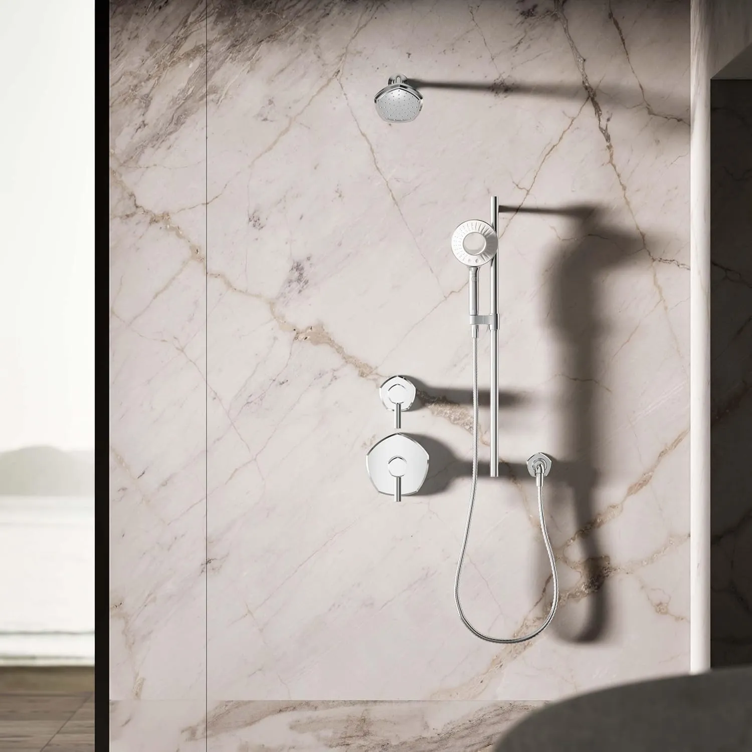 KOHLER K-28681-G-CP SpaViva Two-Function Handheld Showerhead, Round High Pressure Shower Head, Compatible with SpaViva Cleansing Device, 1.75 GPM, Polished Chrome