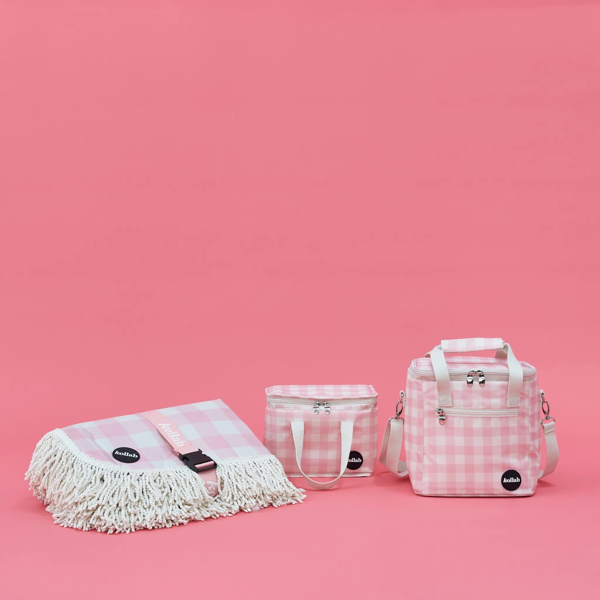 Kollab | Holiday Mini Cooler | Candy Pink Check