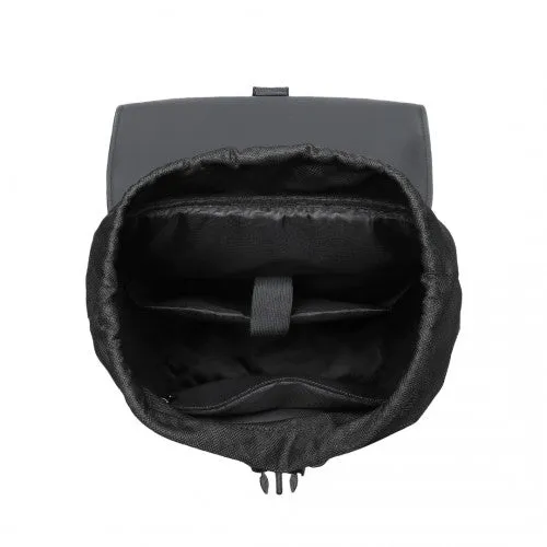 Kono Water-Resistant Urban Geometric Backpack with Laptop Compartment - Black