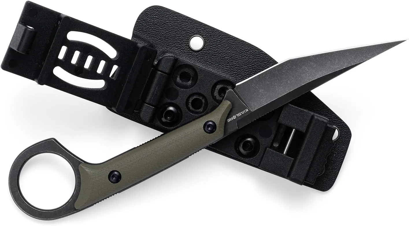 KS527 Fixed Blade Knife, D2 Blade G10 Handle for Men Women, with Kydex Sheath, Utility Knife for EDC Survival Hiking Camping Outdoor Everyday (Green)