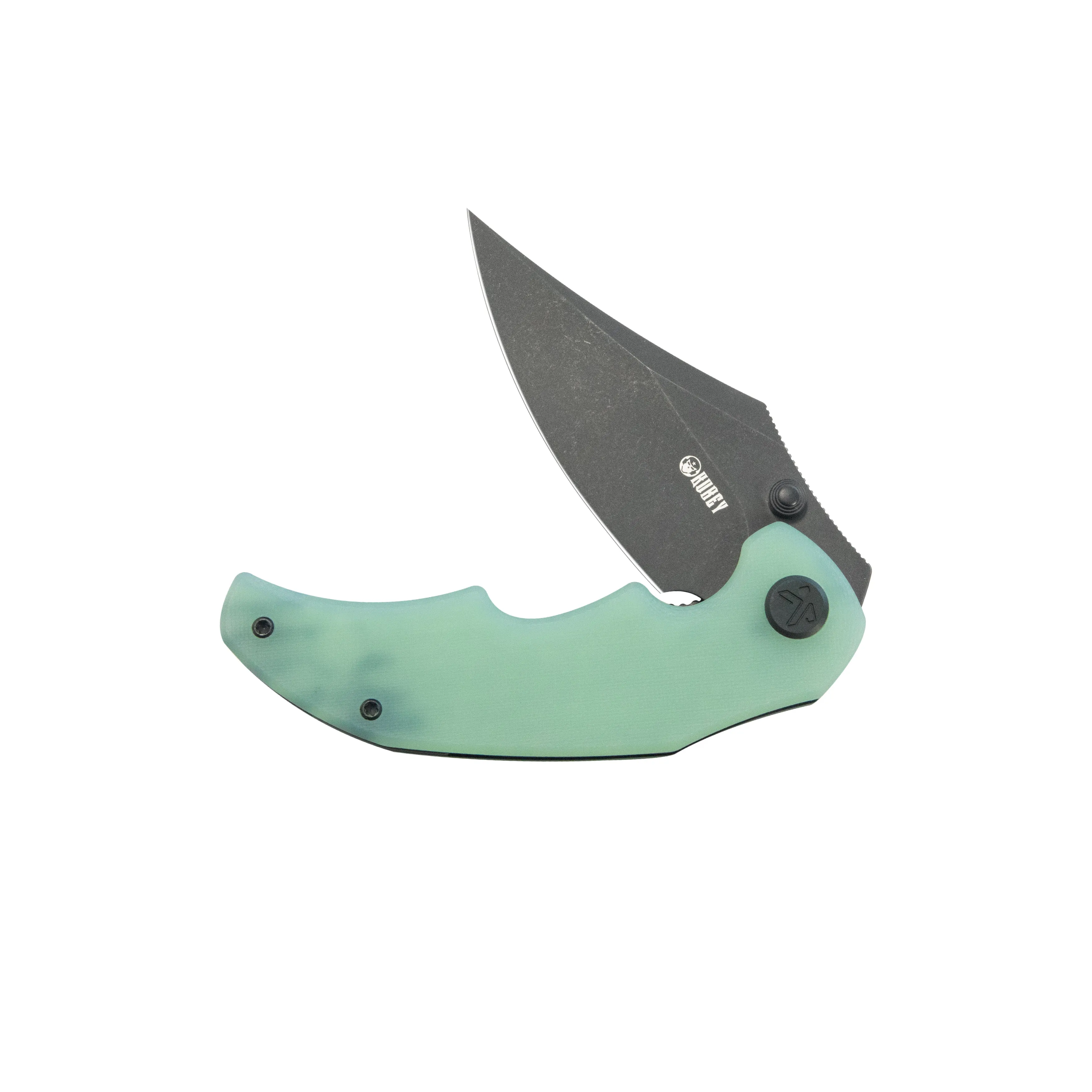 Kubey Ceto Flipper Camping Folding Knife Jade G-10 Handle 3.46" Blackwash 14C28N Blade KU181F