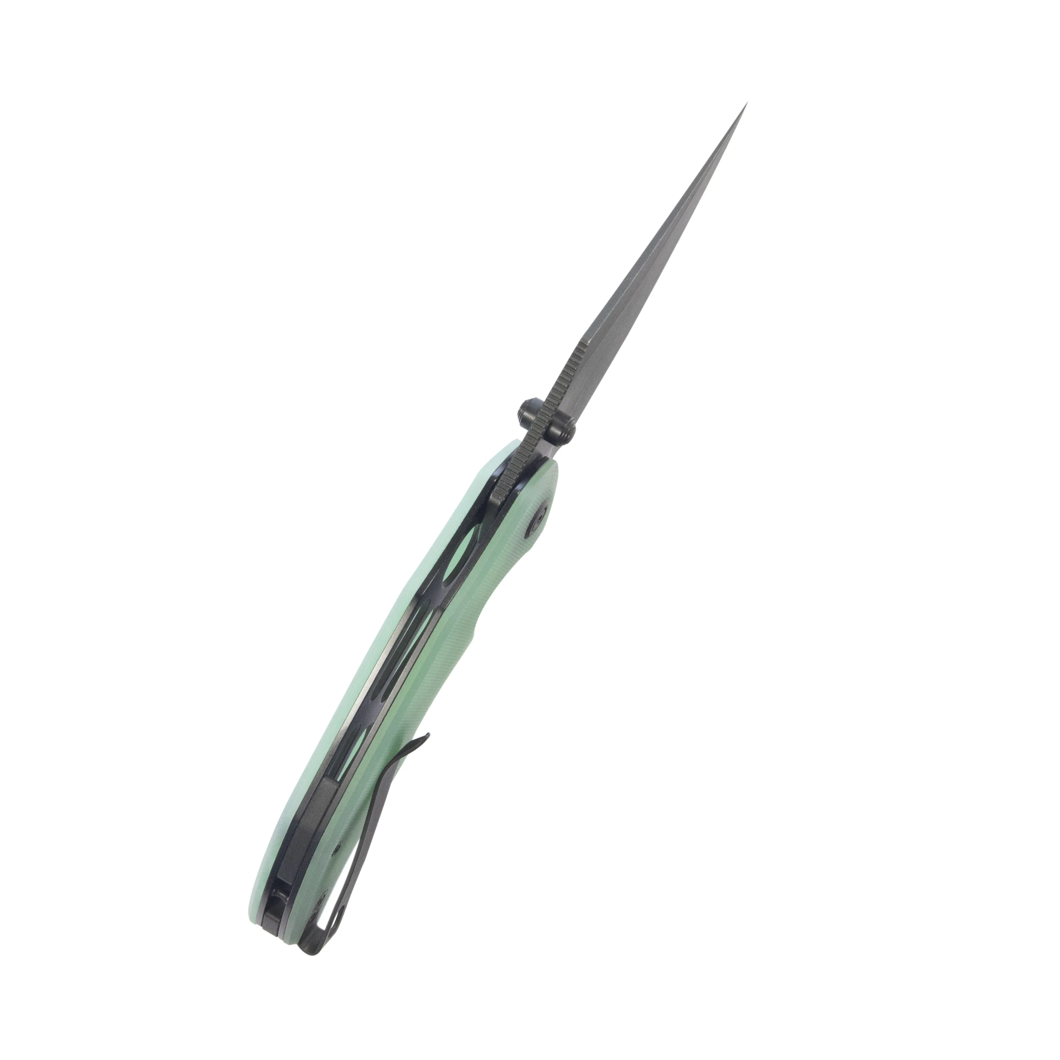 Kubey Ceto Flipper Camping Folding Knife Jade G-10 Handle 3.46" Blackwash 14C28N Blade KU181F