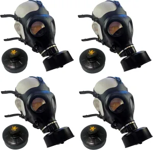 KYNG Gas Mask Face Mask Respirator (4 piece combo) Mask Protection w/Premium Black 40mm Premium FILTER Canister For Halloween, Prepping, Emergency Preparedness, ONE SIZE FITS ALL