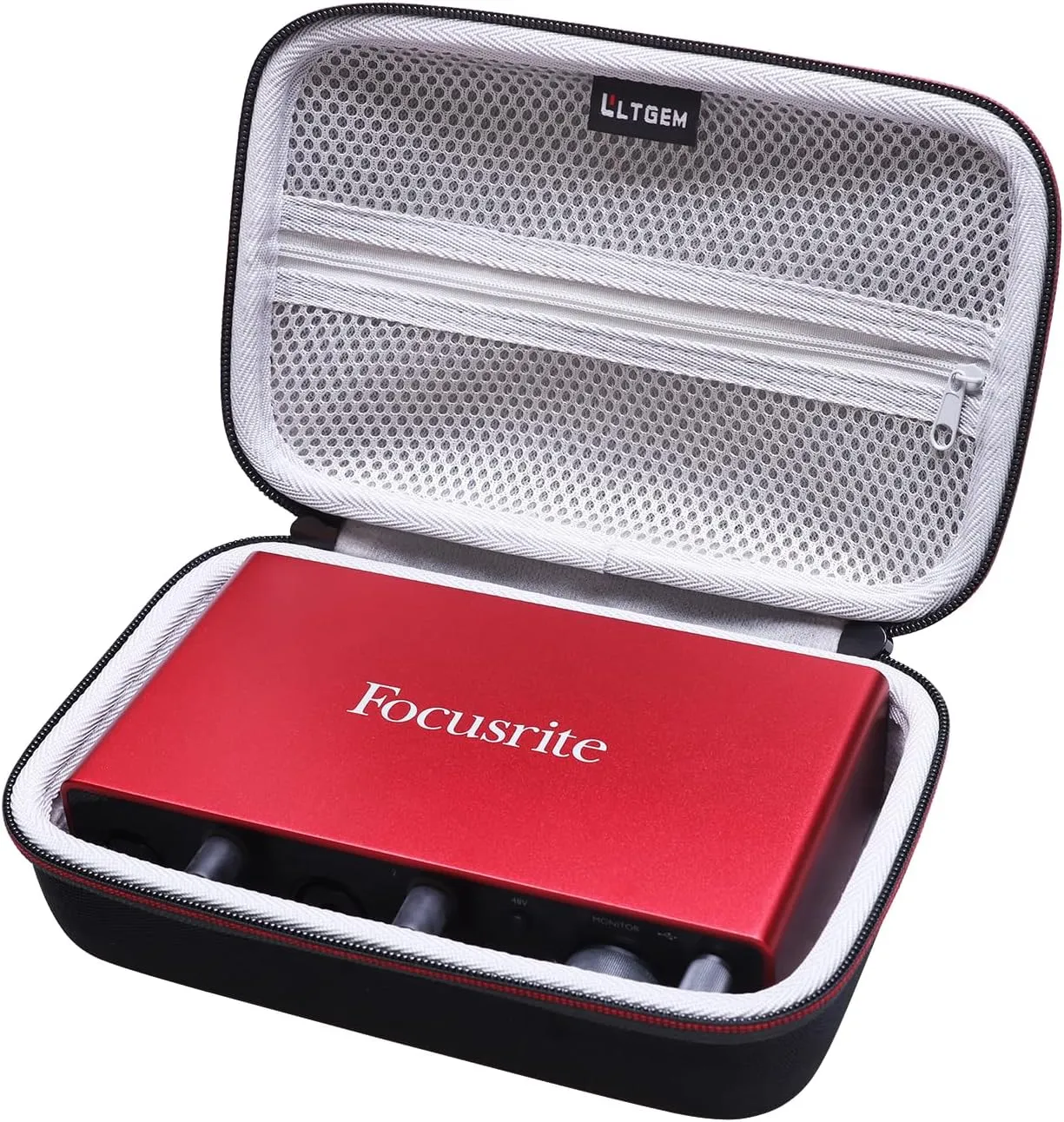 L LTGEM Carrying Case for Focusrite Scarlett 2i2 4th Gen/Scarlett 4i4 3rd Gen/Scarlett Solo USB Audio Interface, Travel Protective Storage Bag