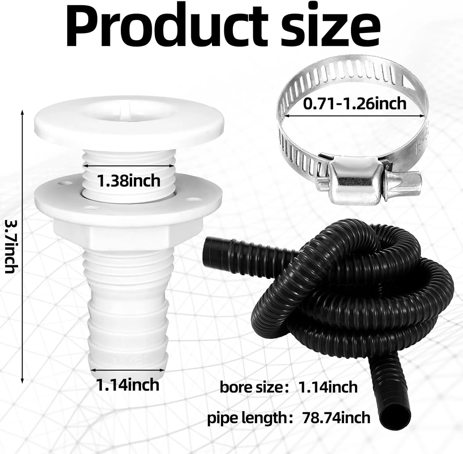 Landhoow Boat Bilge Water Pump, 12 V 1100 GPH Submersible Electric Marine Bilge Pump and Automatic Boat Bilge Pump Float Switch 12 V 24 V 32 V with Hose, Clamps, Thru Hull Connectors for Boats