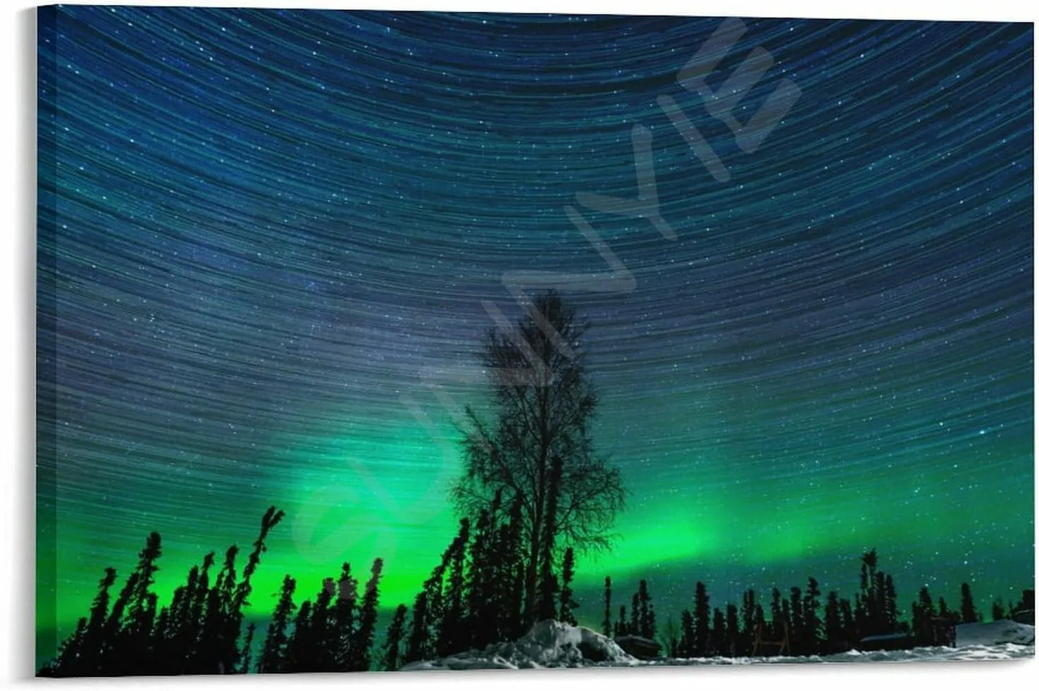 Landscape Aurora1 in Alaska Scenic Spots Poster (1) Canvas for Bedroom Living Room Decor 24x16inch(60x40cm) Frame-style