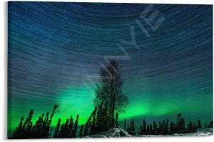 Landscape Aurora1 in Alaska Scenic Spots Poster (1) Canvas for Bedroom Living Room Decor 24x16inch(60x40cm) Frame-style