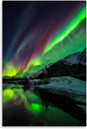 Landscape Aurora1 in Alaska Scenic Spots Poster (3) Canvas Painting for Living Room Bedroom Decor 08x12inch(20x30cm) Unframe-style