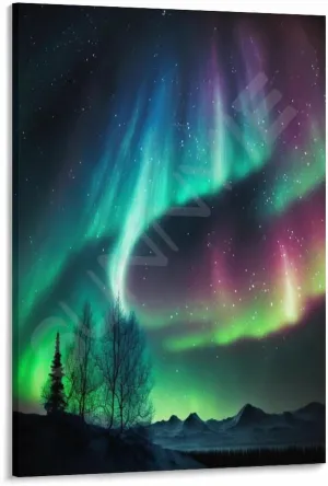 Landscape Aurora1 in Alaska Scenic Spots Poster (5) Canvas for Bedroom Living Room Decor 16x24inch(40x60cm) Frame-style